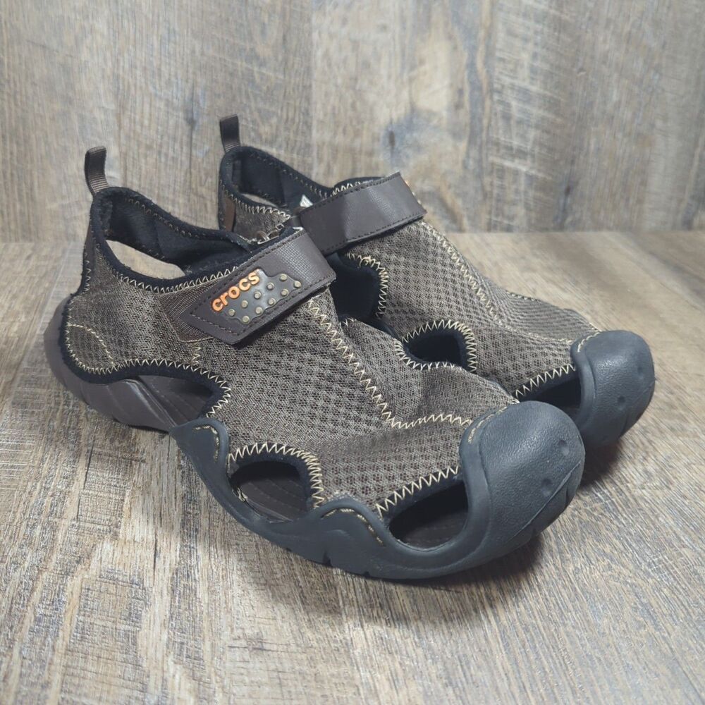 Crocs Men's Swiftwater Brown Mesh Walking Outdoor Casual Sandals - Size 10